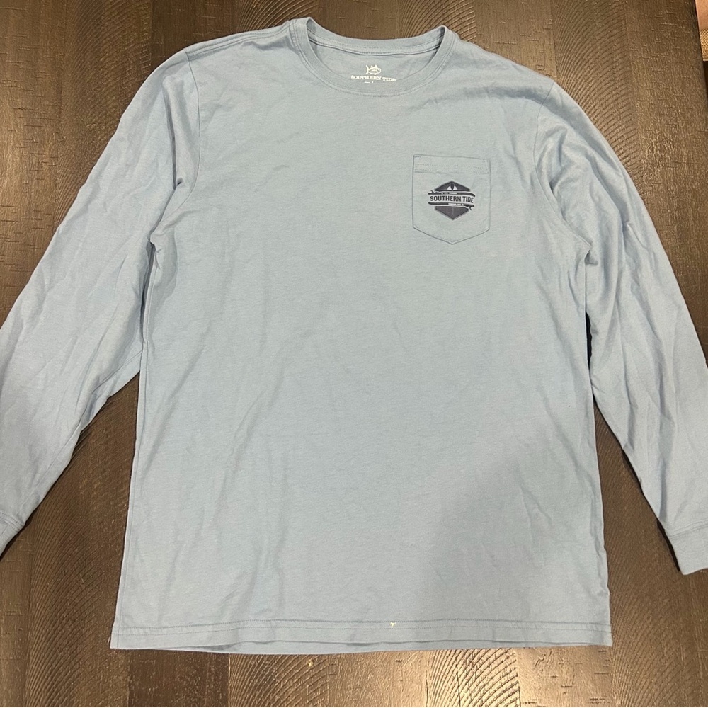 Men's Light Blue and Grey Long Sleeve Shirts